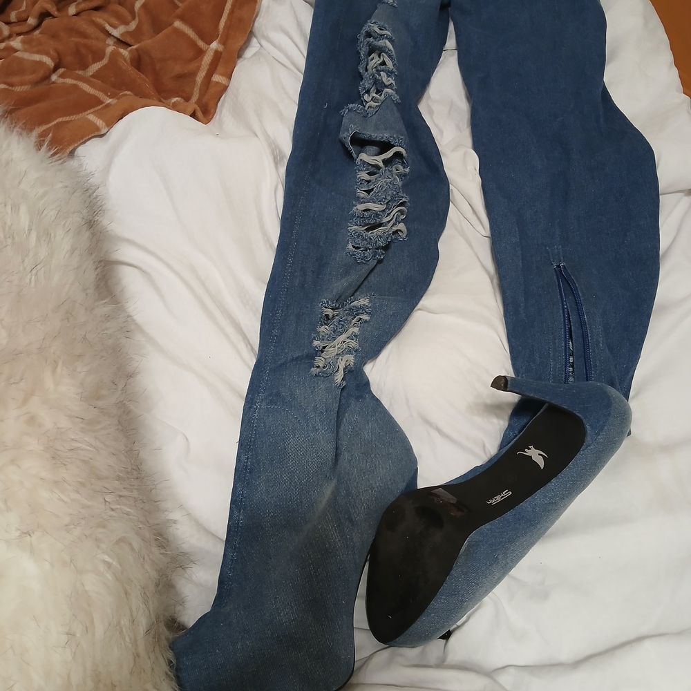 Elegant Denim Over the Knee Boots